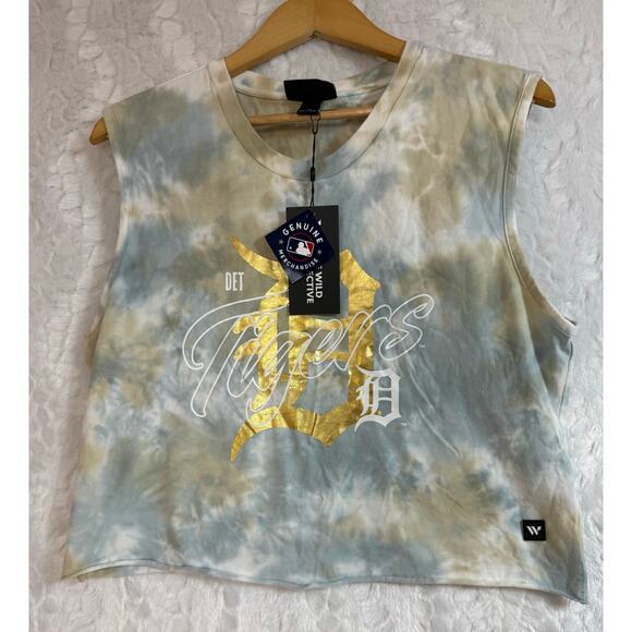 NWT Wild Collective x MLB Gold Detroit Tigers Washed Tie-Dye Muscle Tank Top Med - Picture 8 of 14